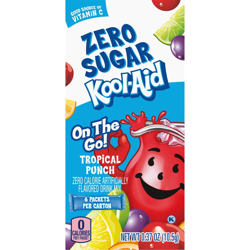 Kool Aid Tropical Punch Zero Sugar Powdered Soft Drink Mix On The Go