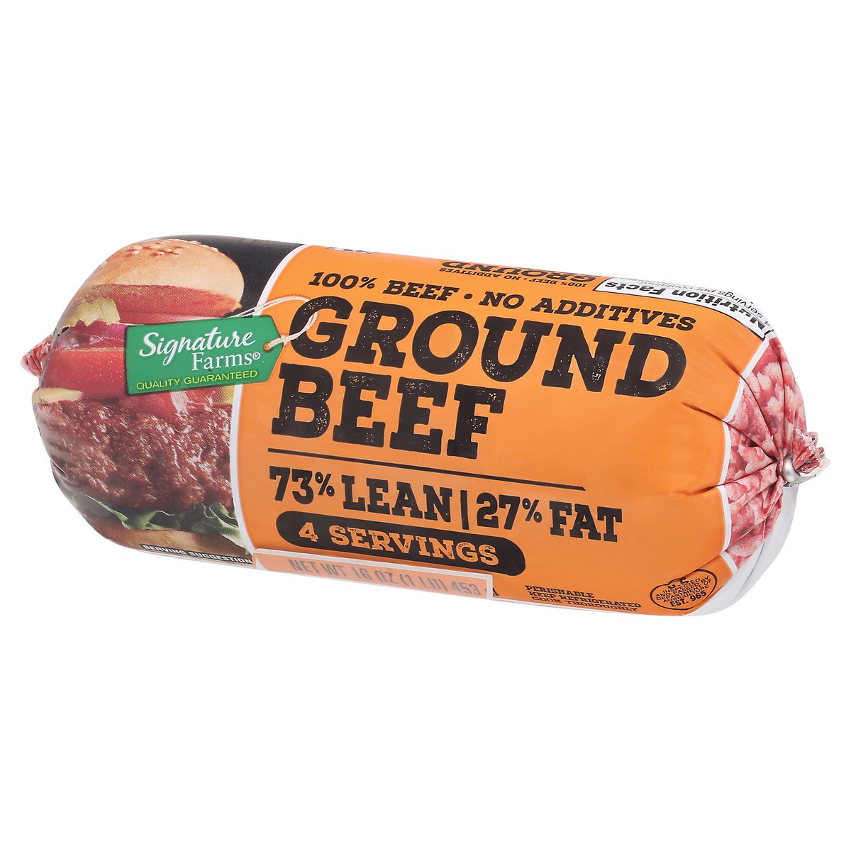 Signature Farms Ground Beef 73 Lean 27 Fat Chub 16 Oz Shipt