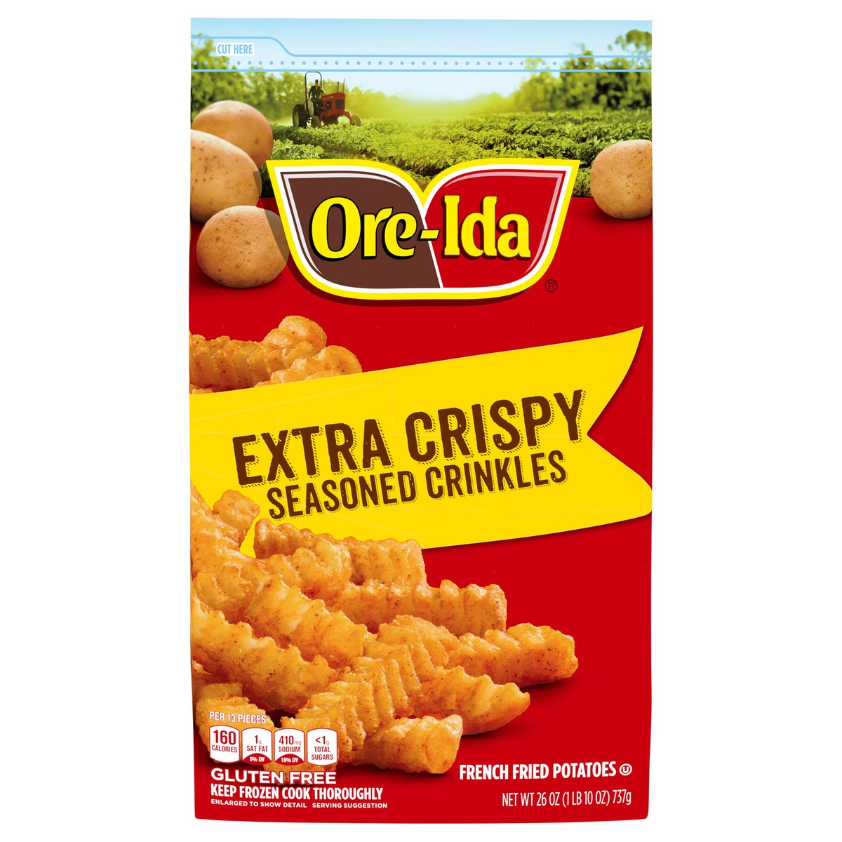 Ore Ida Extra Crispy Seasoned Crinkles French Fries Fried Frozen