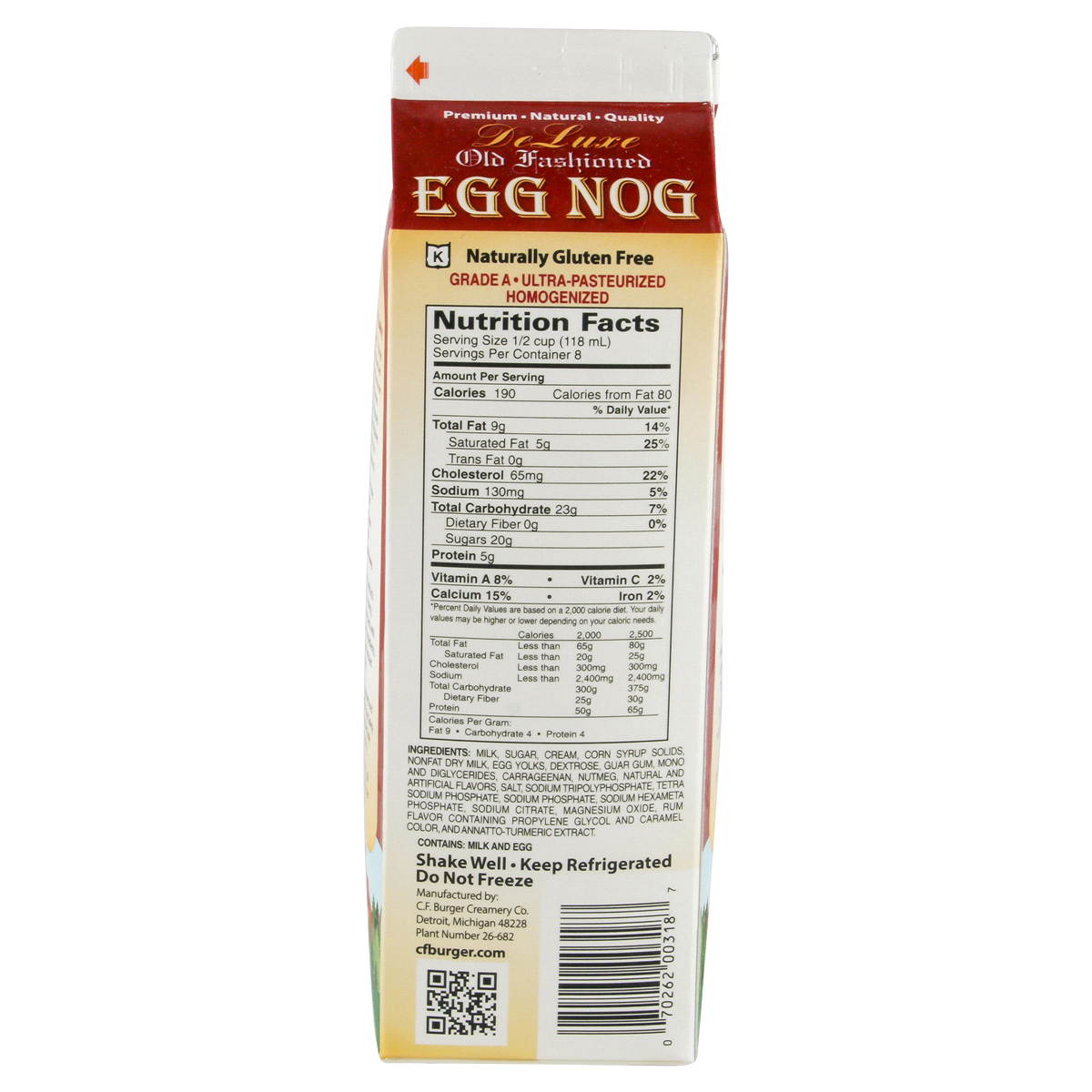 C F Burger Creamery De Luxe Old Fashioned Egg Nog 32 Fl Oz Shipt