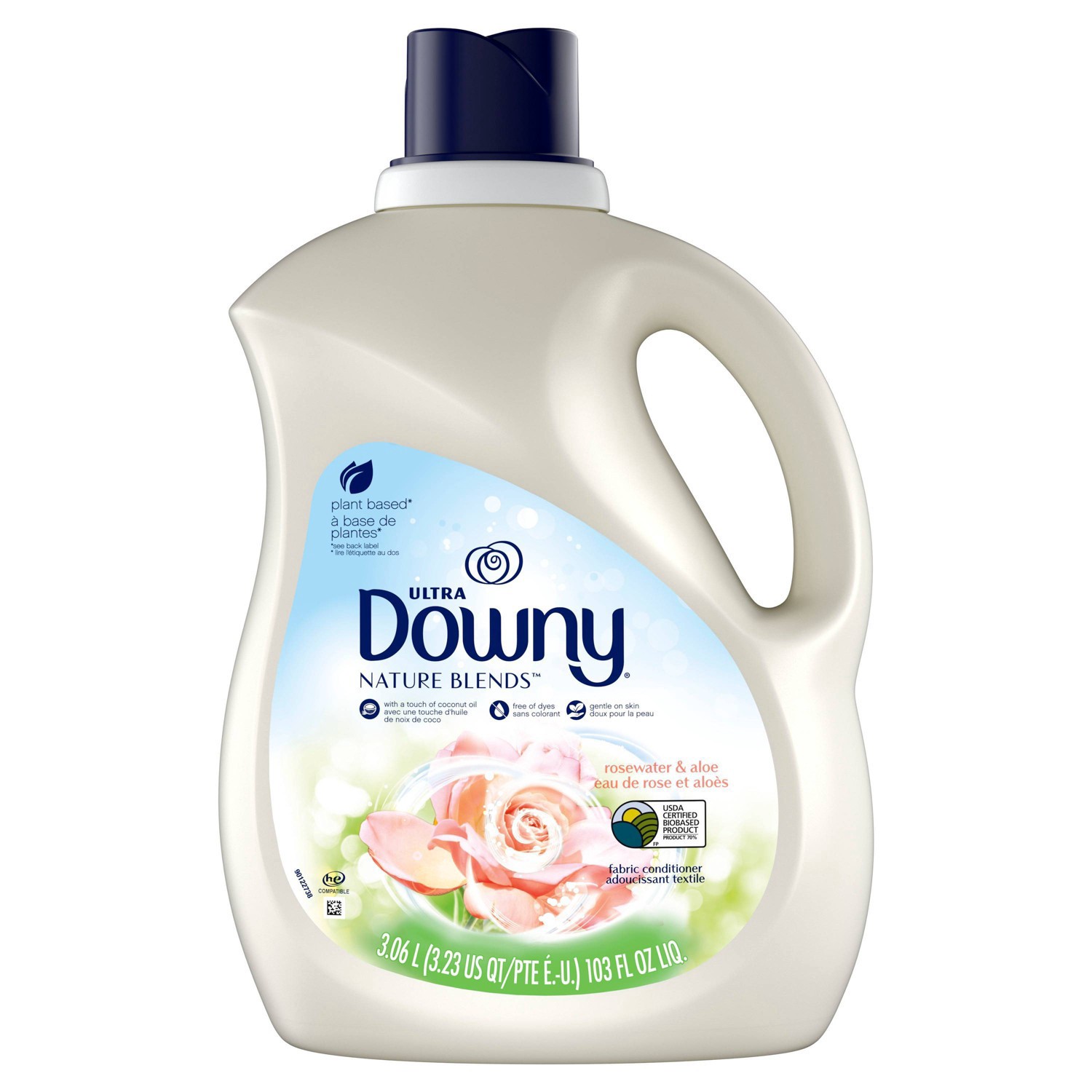 Downy Nature Blends Rosewater Aloe Scent Liquid Fabric Conditioner And