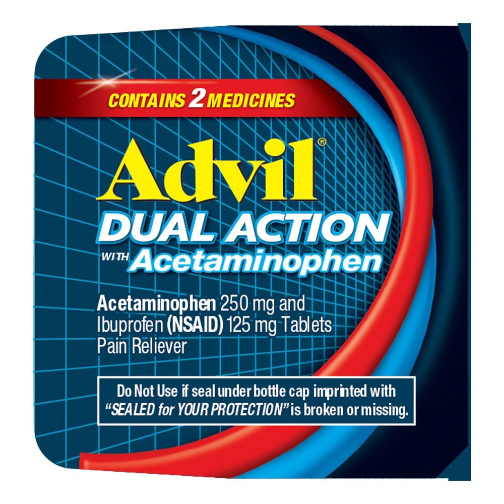 Advil Dual Action Coated Caplets With Acetaminophen Mg Ibuprofen