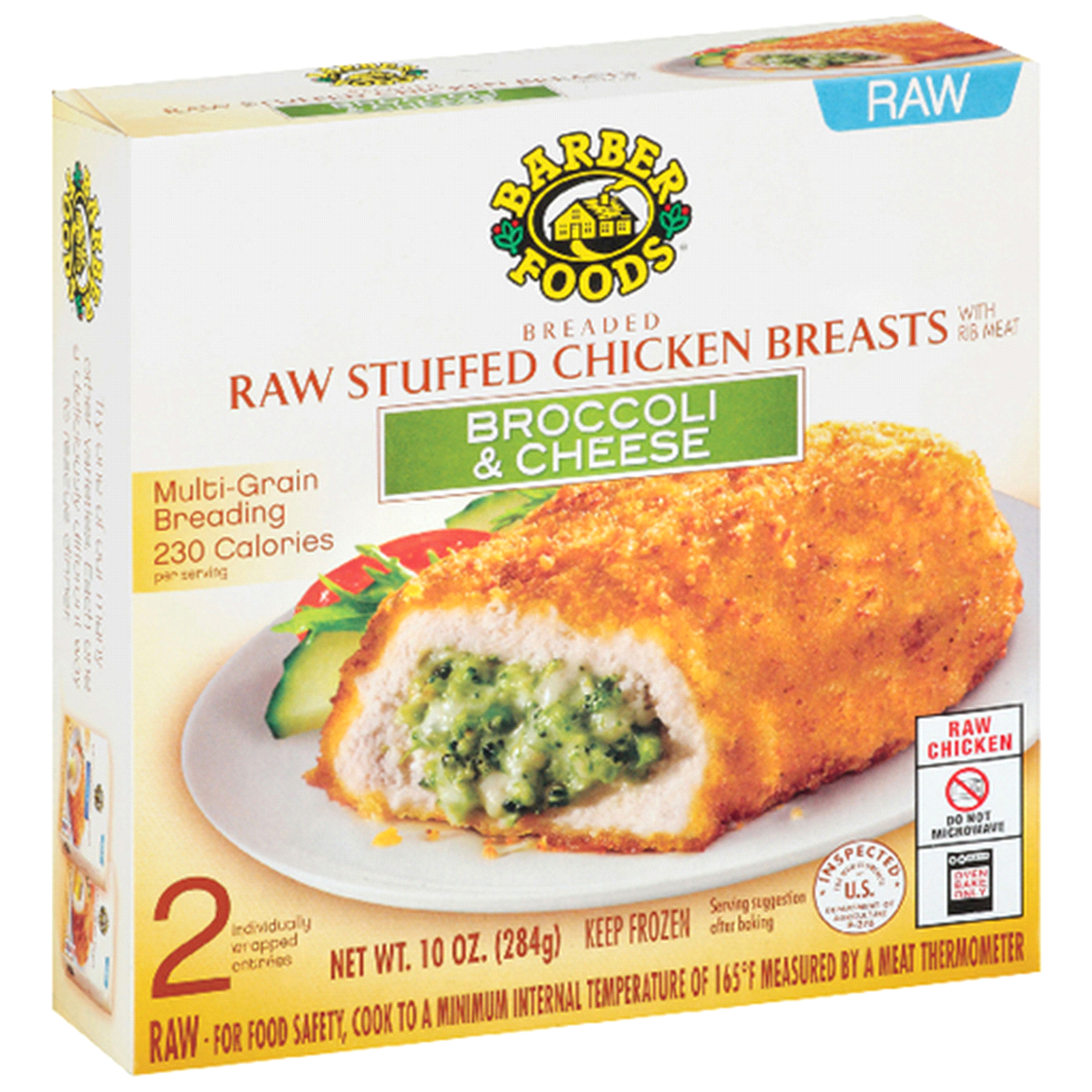 Barber Foods The Original Breaded Raw Stuffed Chicken Breasts Broccoli