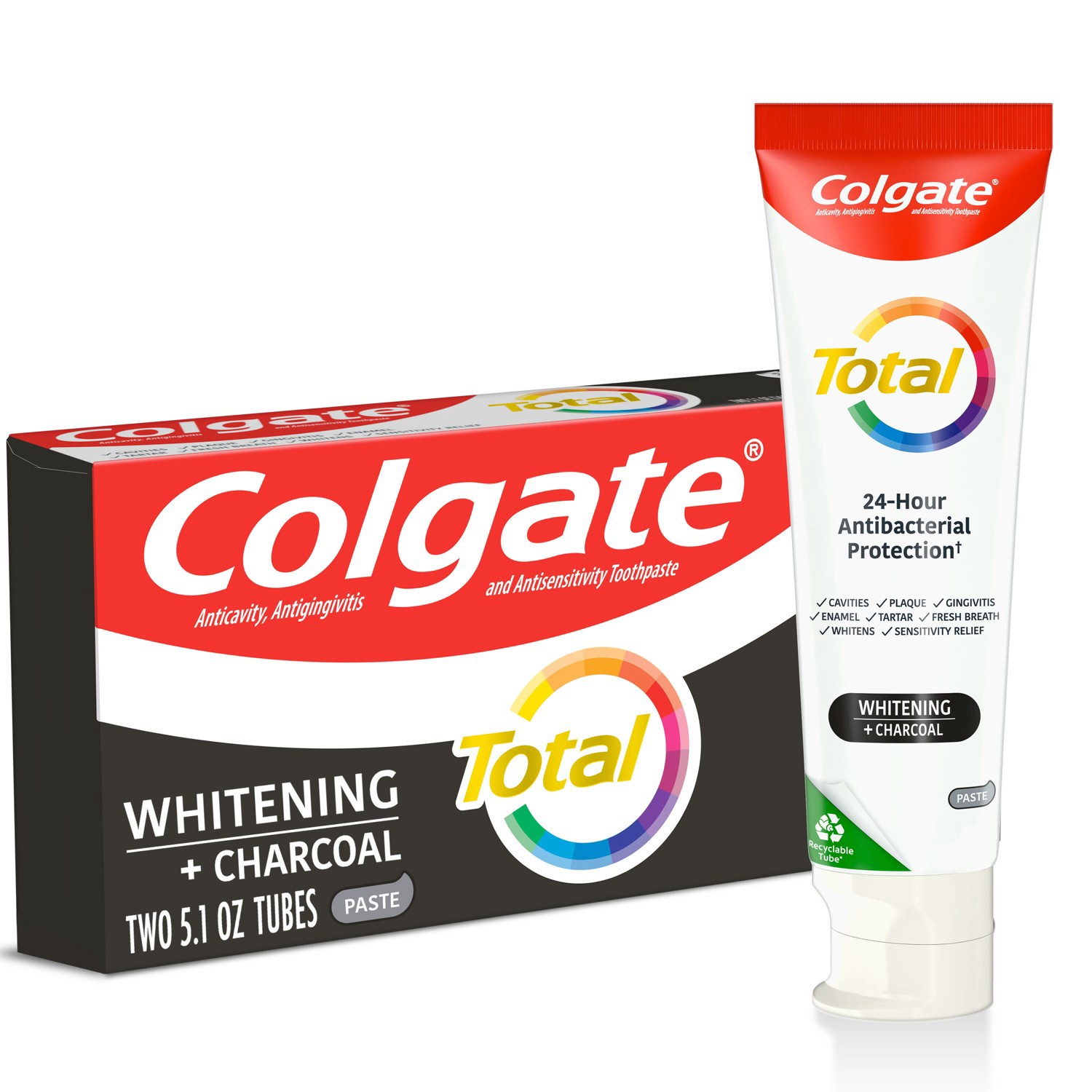 Colgate Total Whitening Charcoal Toothpaste Mint Oz Pk Ct