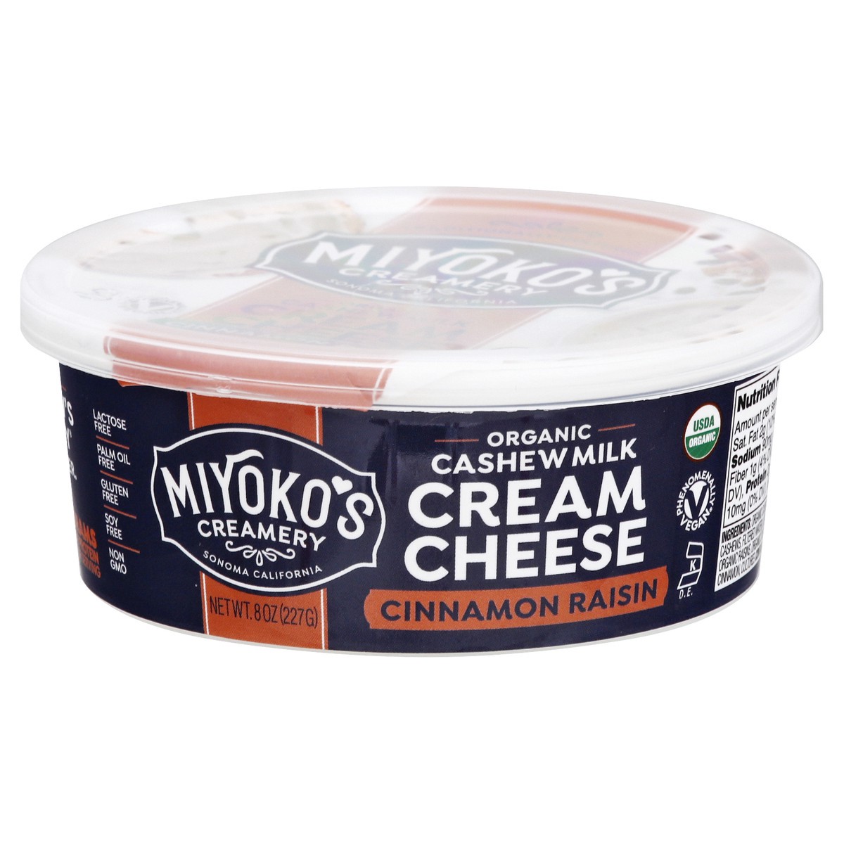 Miyoko S Creamery Cream Cheese Organic Cinnamon Raisin Cashew Milk 8