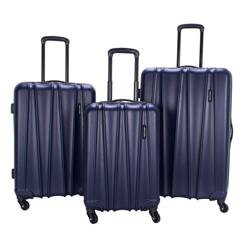 Skyline 3pc Hardside Checked Spinner Luggage Set Navy 3 Ct Shipt