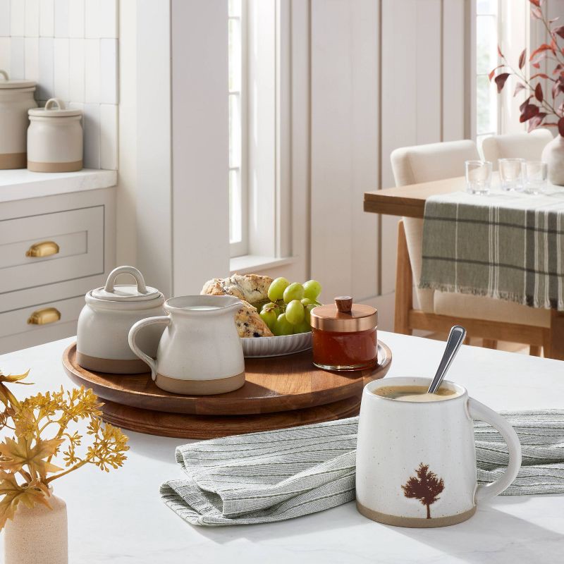 Hearth Hand With Magnolia Wooden Pedestal Lazy Susan Brown