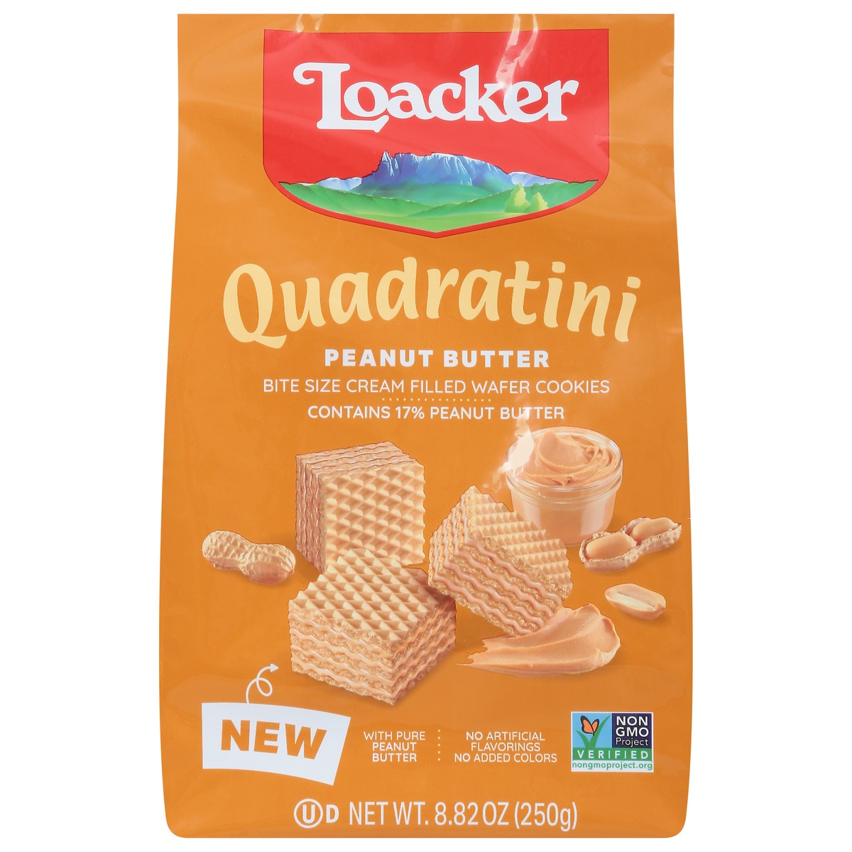 Loacker Quadratini Peanut Butter Wafer Cookies With Pure Peanut Butter