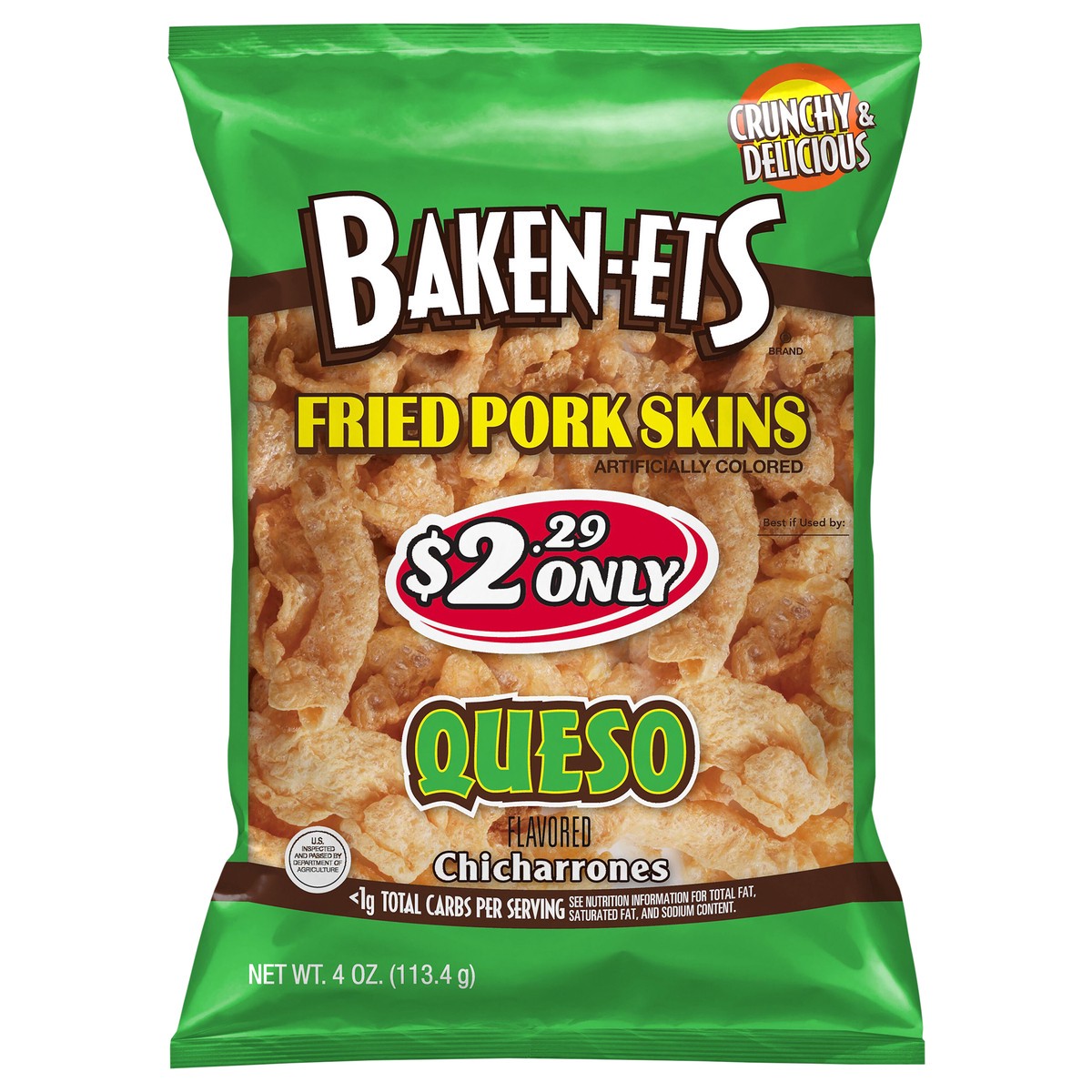 Baken Ets Flavored Fried Pork Skins Queso Chicharrones 4 Oz 4 Oz Shipt