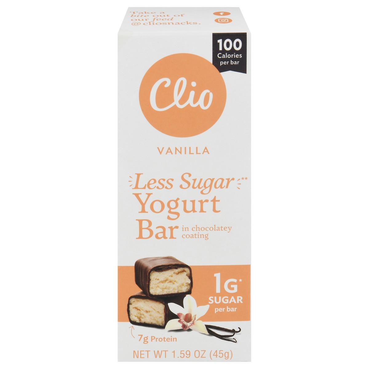 Clio Less Sugar Vanilla Yogurt Bar In Chocolatey Coating 1 59 Oz 1 59