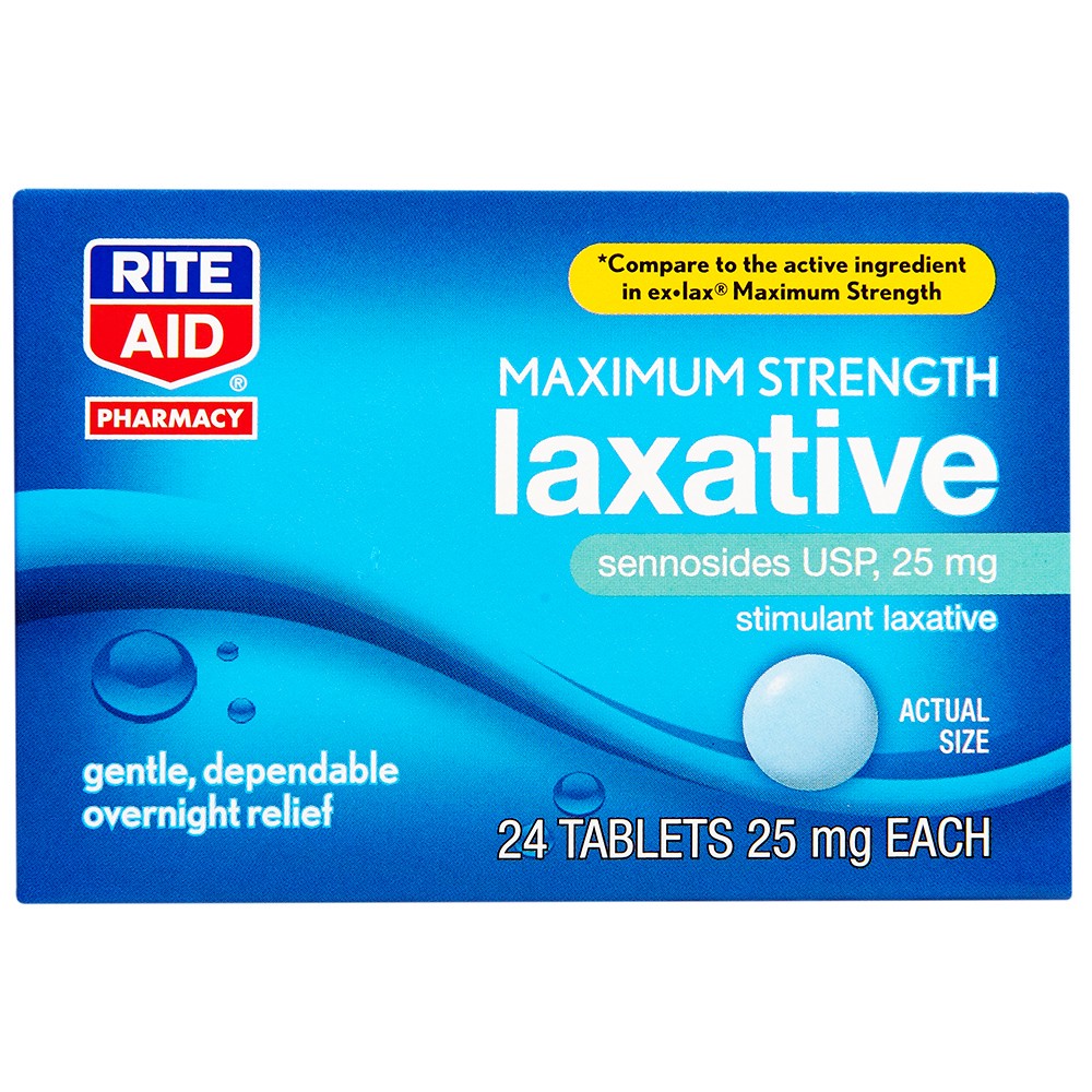 Rite Aid Maximum Strength Senna Laxative Stool Softener Tablets Ct