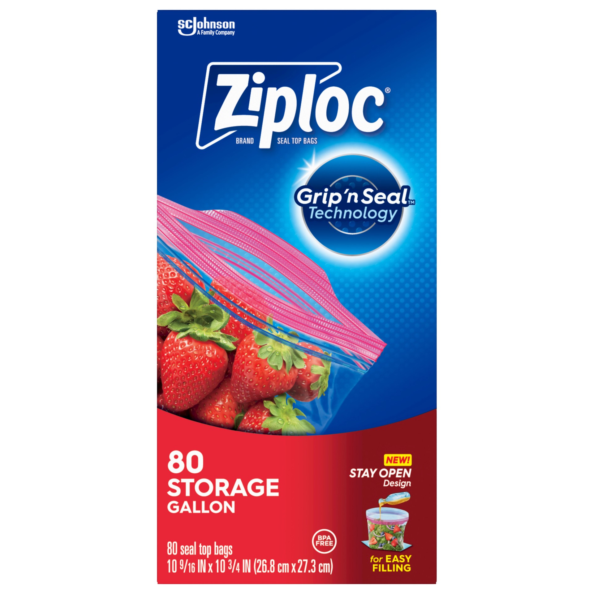 Ziploc Brand Storage Bags With New Stay Open Design Gallon Count