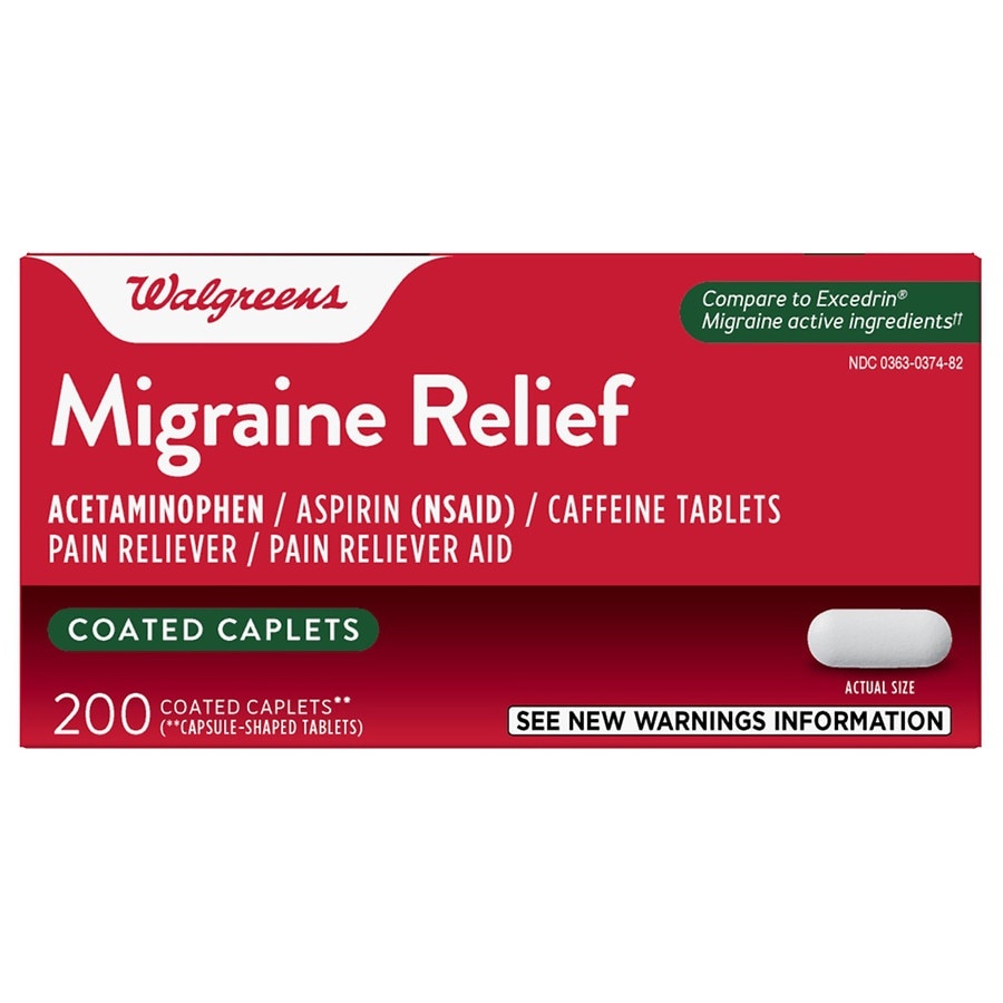 Walgreens Migraine Relief Acetaminophen Aspirin NSAID And Caffeine