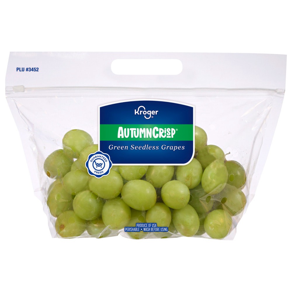 slide 1 of 1, Kroger AutumnCrisp Fresh Seedless Green Grapes, 1 ct