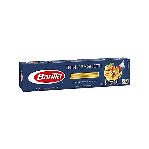 slide 1 of 1, Barilla Spaghetti Thin, 16 oz