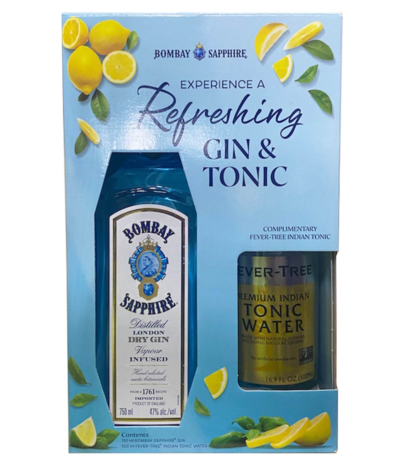 Bombay Sapphire Gin 750ml w/Tonic Water 1 set Shipt
