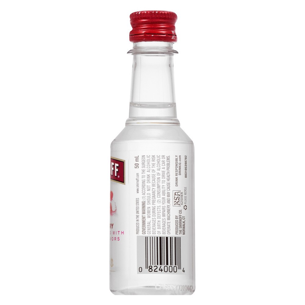 slide 2 of 2, Smirnoff Raspberry Vodka, 50 ml