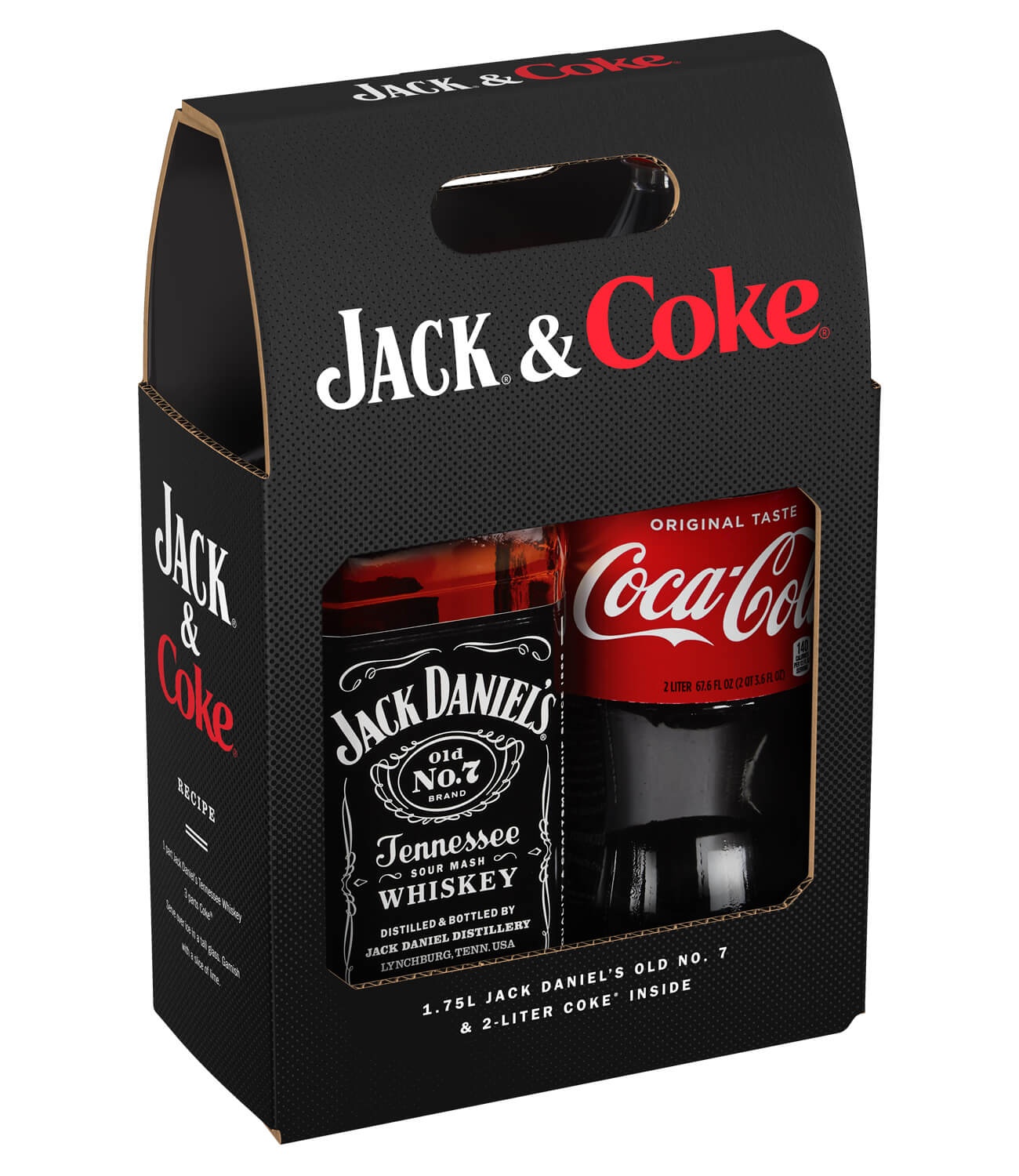 slide 1 of 1, Jack Daniel's Black Label Whiskey with 2 L Coca-Cola, 1 set