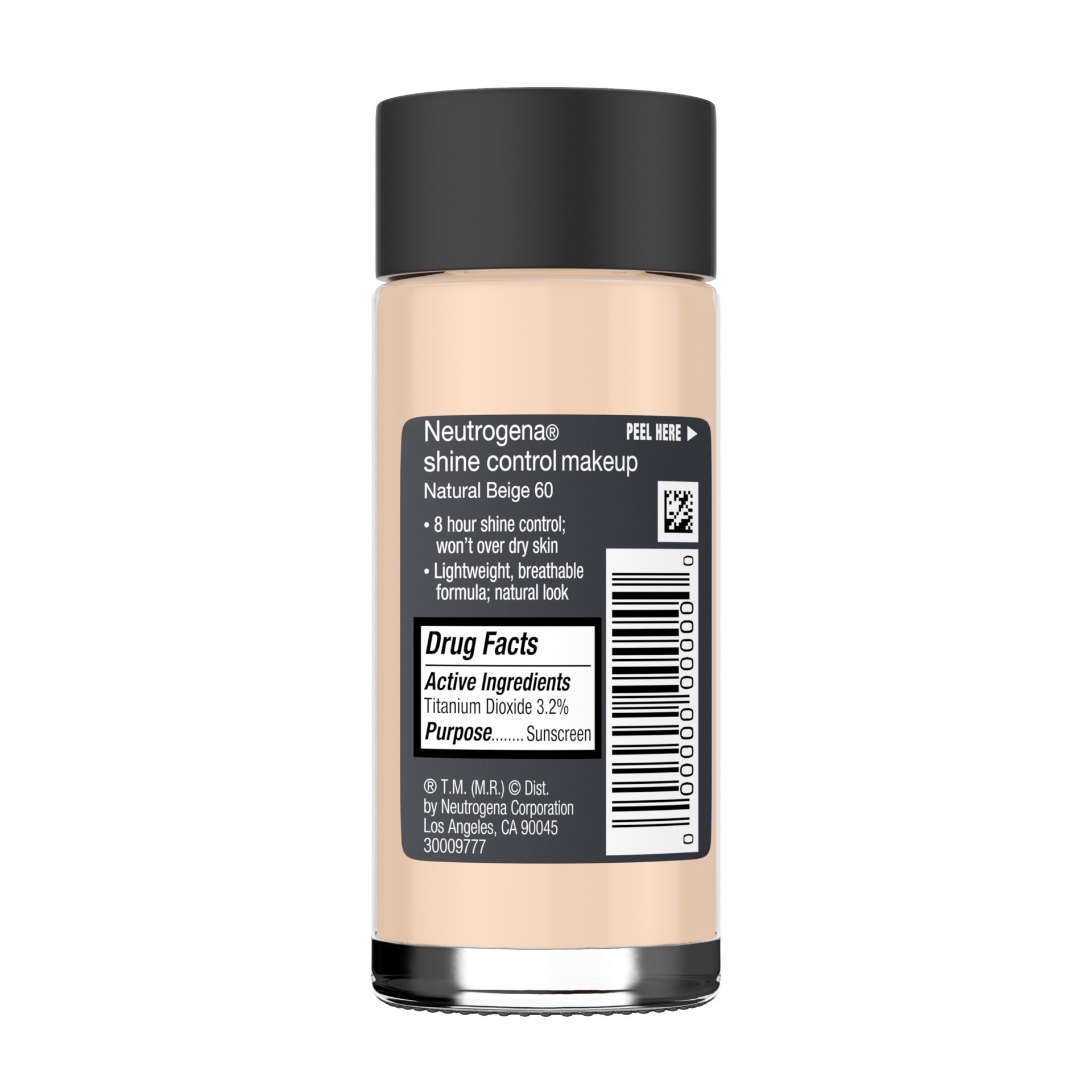 slide 3 of 5, NEUTROGENA Shine Control Liquid Makeup Broad Spectrum SPF 20, Neutral Beige 60, 1 Oz, 1 fl oz