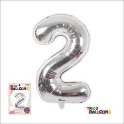 Trico 34 Number Foil Balloon - 2 Silver
