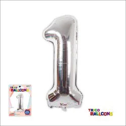 Trico 34 Number Foil Balloon - 1 Silver