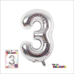 Trico 34 Number Foil Balloon - 3 Silver