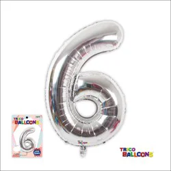 Trico 34 Number Foil Balloon - 6 Silver