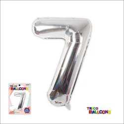 Trico 34 Number Foil Balloon - 7 Silver