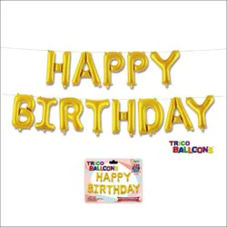 Trico 70 Happy Birthday Balloon Banner - Gold