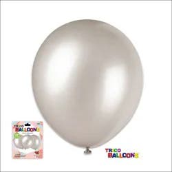 Trico 12 Solid Latex Balloon 10 Ct - Silver