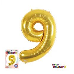 Trico 34 Number Foil Balloon - 9 Gold