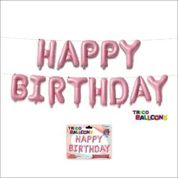 Trico 70 Happy Birthday Balloon Banner - Pastel Pink