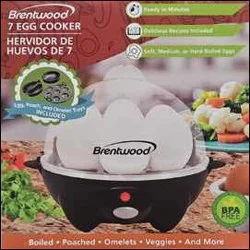 Brentwood 7 Eggs Cooker Steamer Black