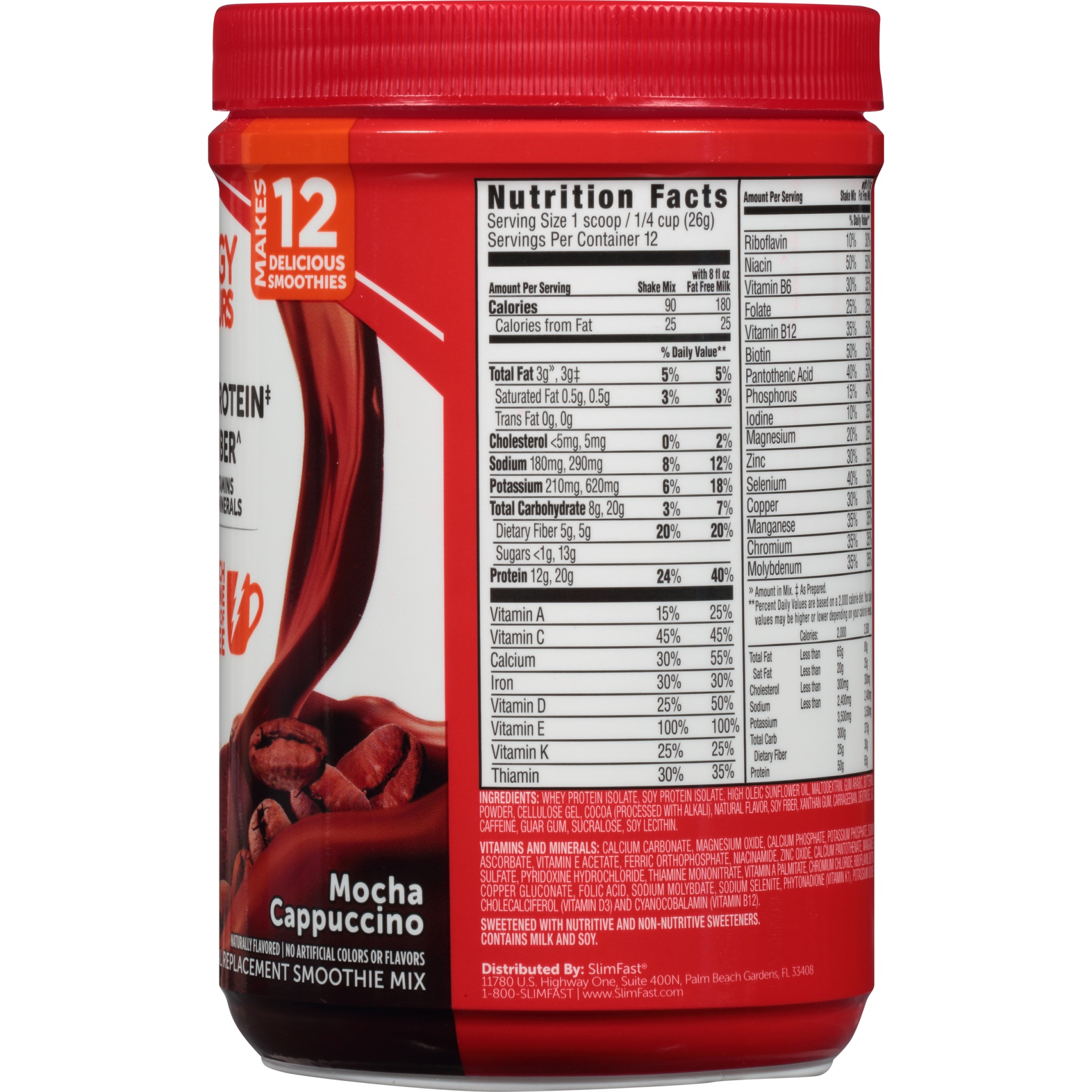 slide 4 of 6, SlimFast Advanced Energy Meal Replacement Smoothie Mix Mocha Cappuccino, 11.01 oz