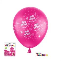 Trico 12 Happy Birthday Balloon 8 Ct - Fuchsia