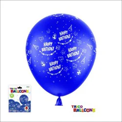 Trico 12 Happy Birthday Balloon 8 Ct - Blue