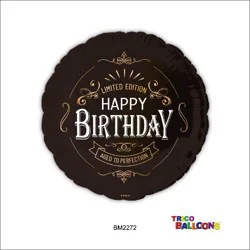 Trico 18 Happy Birthday Foil Balloon - Black