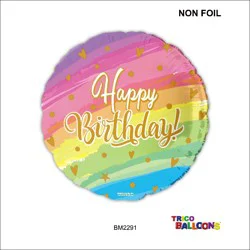 Trico 18 Happy Birthday Non Metallic Balloon - Assorted