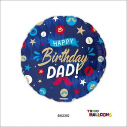 Trico 18 Happy Birthday Dad Foil Balloon - Royal Blue