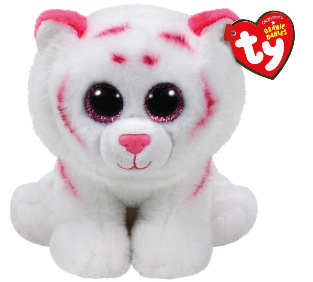 slide 1 of 1, Ty Beanie Babies Tabor Plush Tiger - White/Pink, 8 in