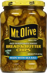Mt. Olive Bread & Butter Chips Old-Fashioned Sweet Pickles, 24 fl oz