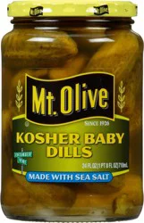 Mt. Olive Kosher Baby Dill Pickles with Sea Salt, 24 fl oz