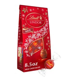 Lindt LINDOR Milk Chocolate Christmas Candy Truffles Bag