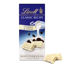 Lindt CLASSIC RECIPE Cookies and Creme White Chocolate Candy Bar