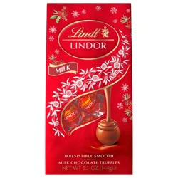 Lindt LINDOR Holiday Milk Chocolate Truffles Candy Bag