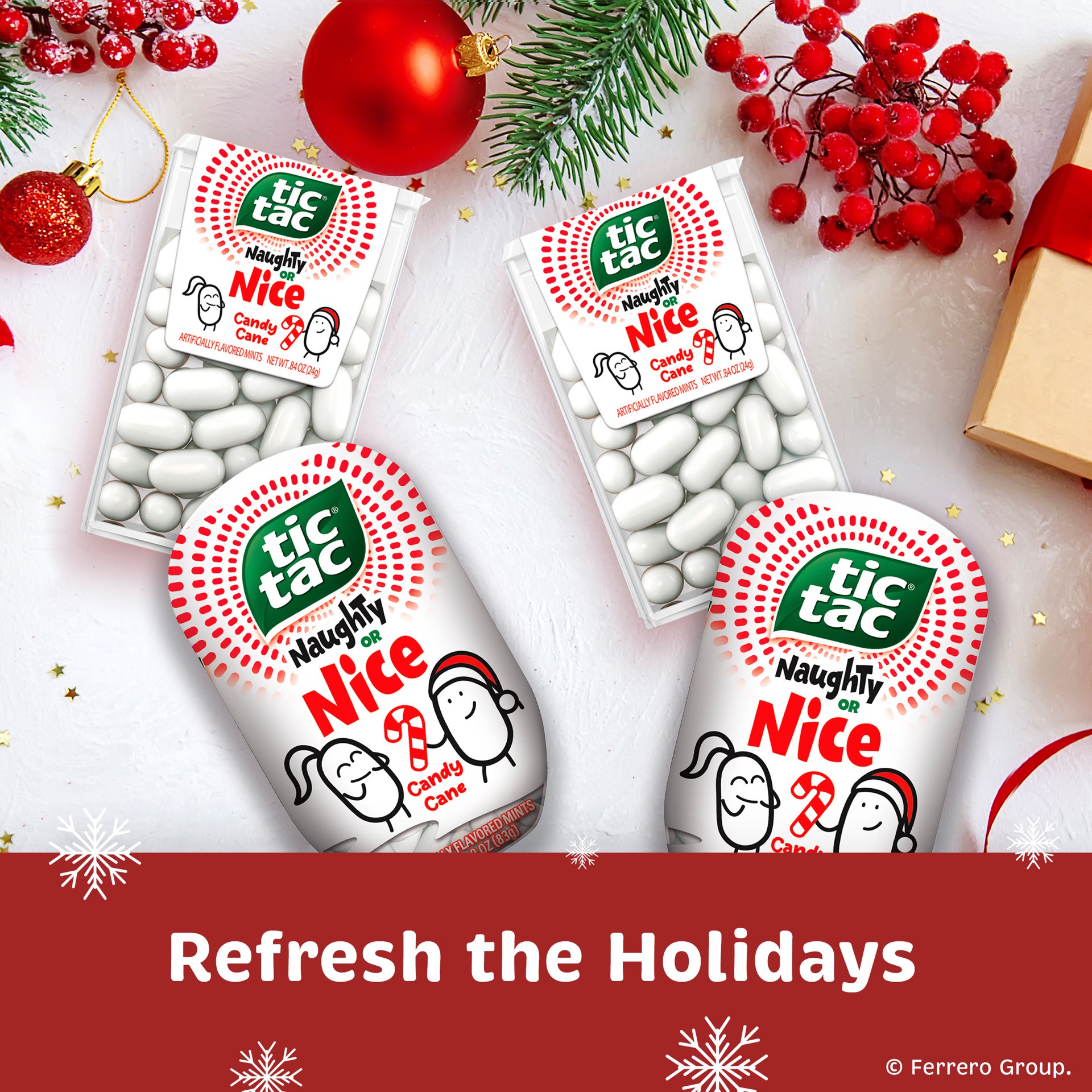 slide 4 of 5, TIC TAC Naughty or Nice Candy Cane Flavored Hard Candy Mints 2.9oz / 83g, 2.9 oz