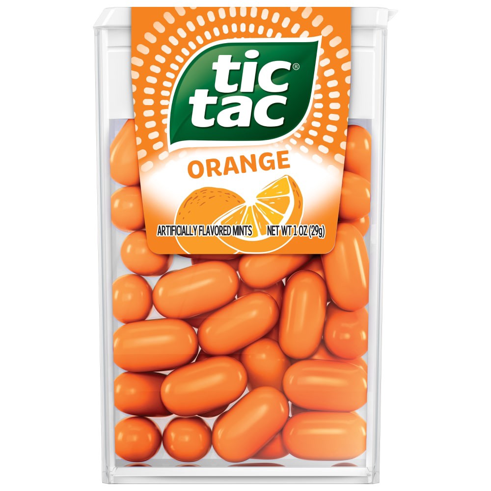 slide 1 of 6, Tic Tac Orange Flavored Mints On-the-Go Refreshment Stocking Stuffers, 1 oz