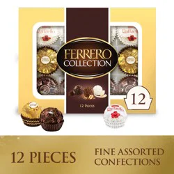 Ferrero Collection Premium Gourmet Assorted Hazelnut Milk Chocolate and Dark Chocolate, 12 ct / 4.6 oz