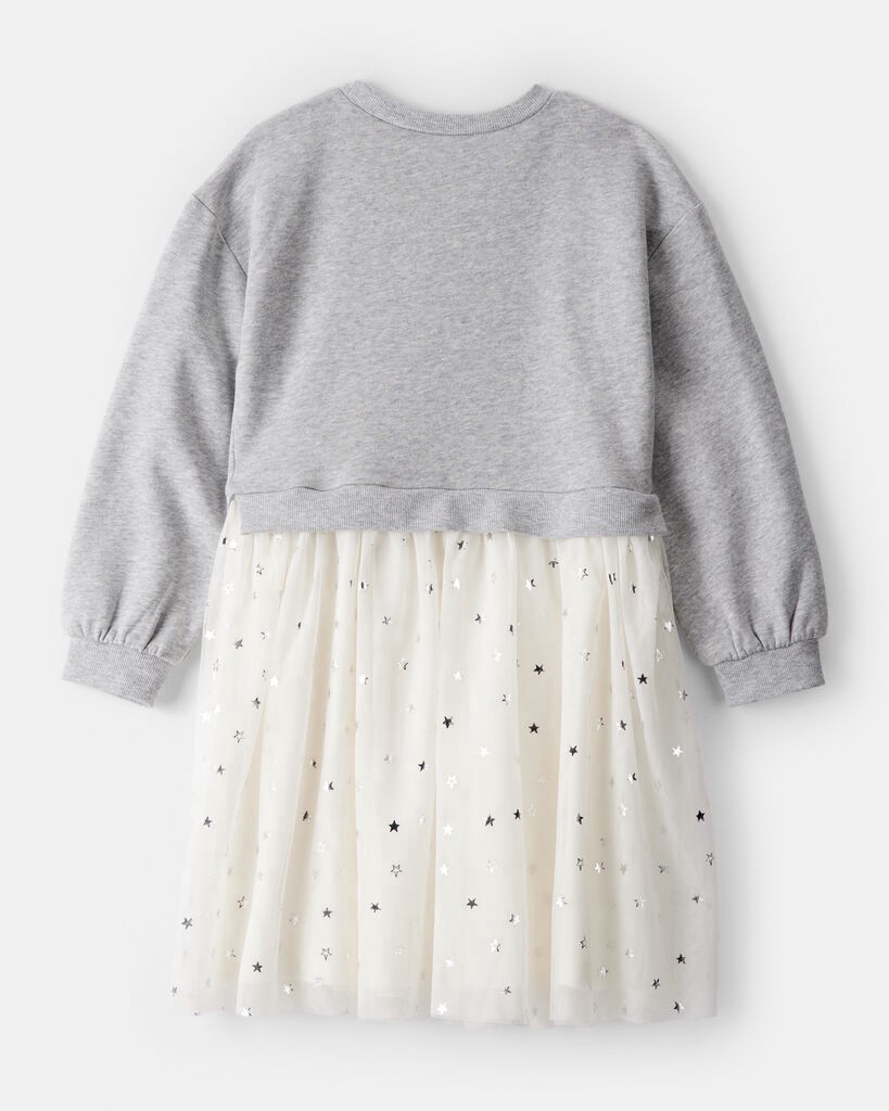slide 3 of 3, Carter's Carters Girls Metallic Star Long-Sleeve Tulle Dress - Grey Grey 14, 1 ct
