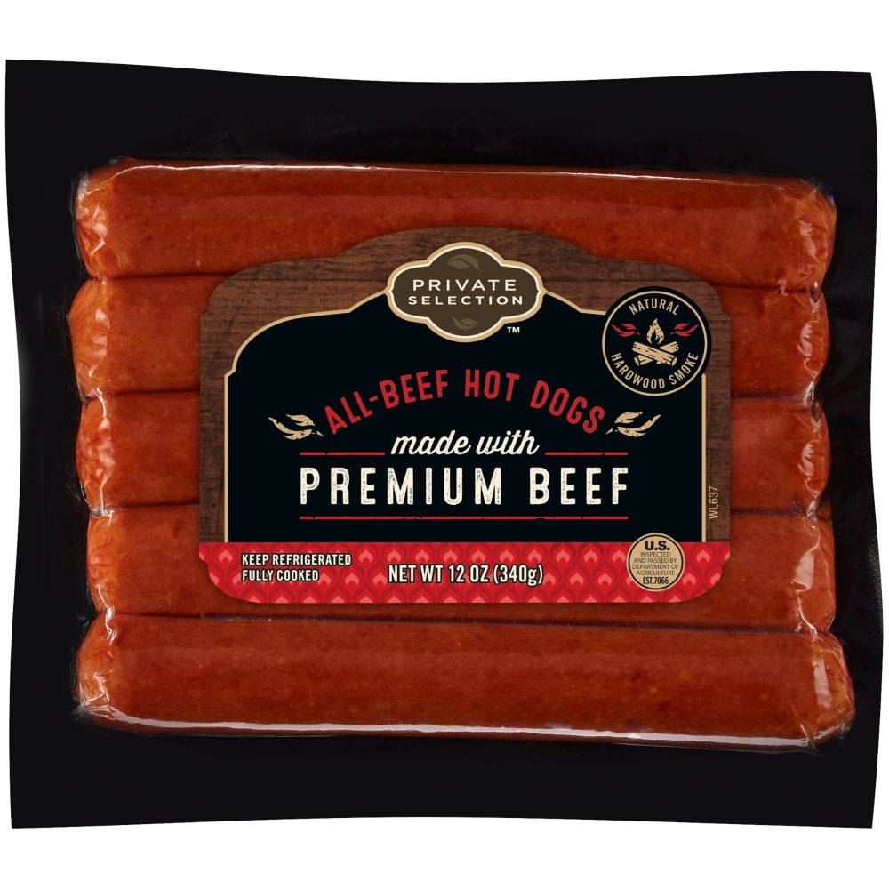 slide 1 of 2, Private Selection All-Beef Hot Dogs, 5 ct; 2.4 oz